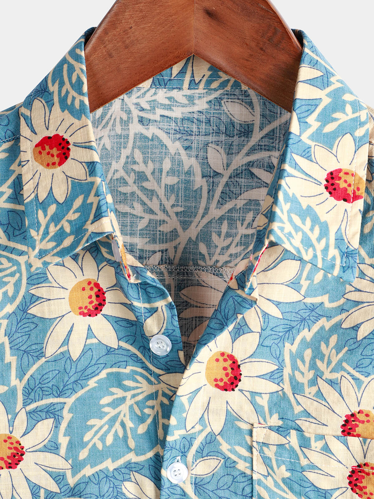 Men's retro cotton Hawaiian floral shirt