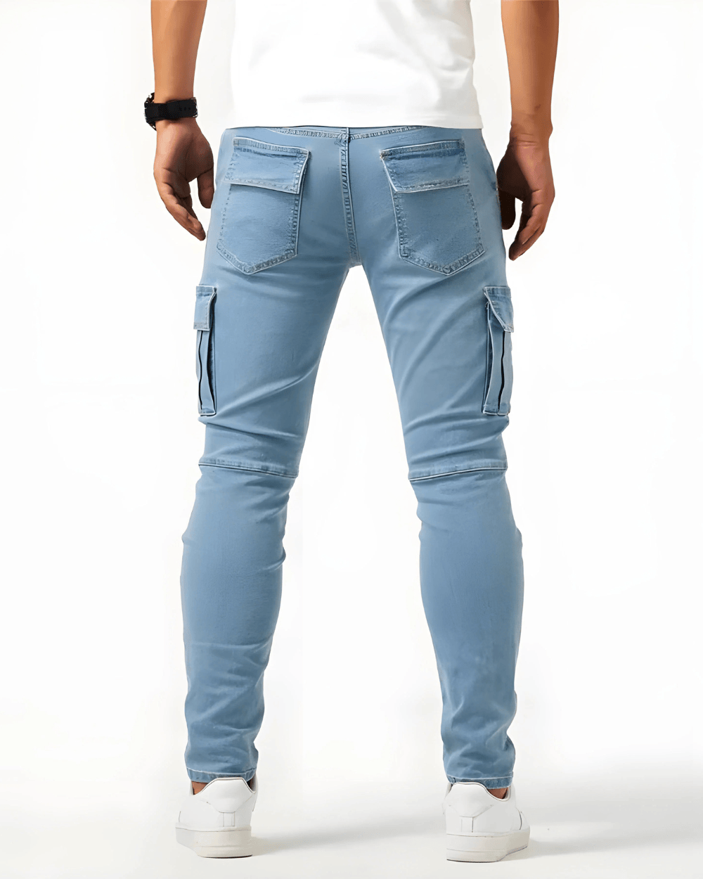 Navy Stretch Cargo Trousers