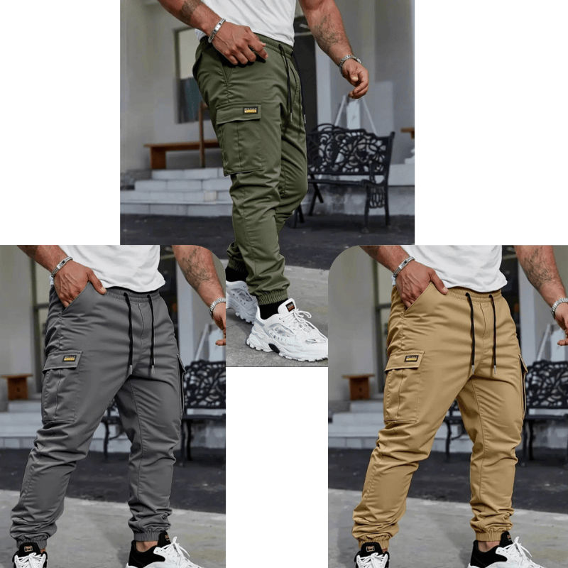 Casual cargo pants for men with drawstring