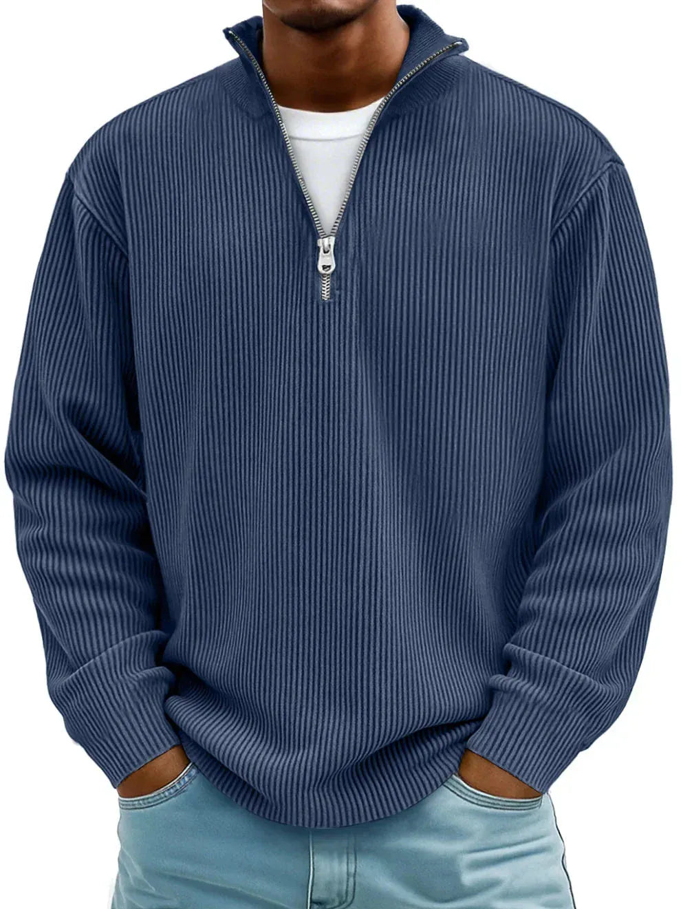 DELACROIX | Marc Ribbed Zip-Neck Sweater
