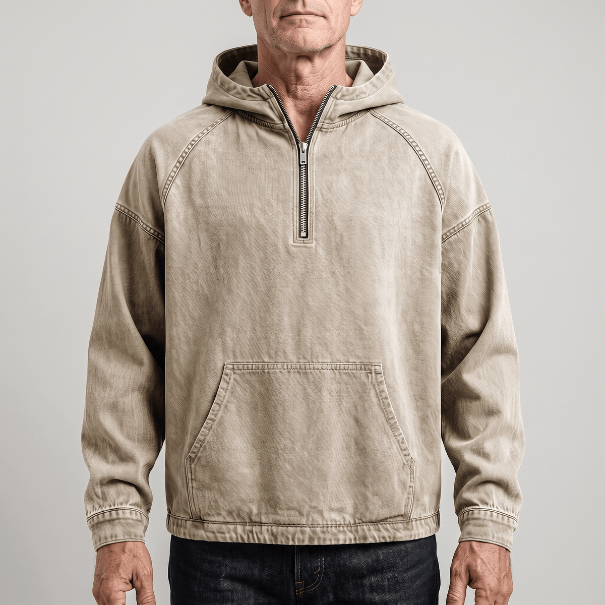 RIVINGTON HALF-ZIP DENIM JACKET