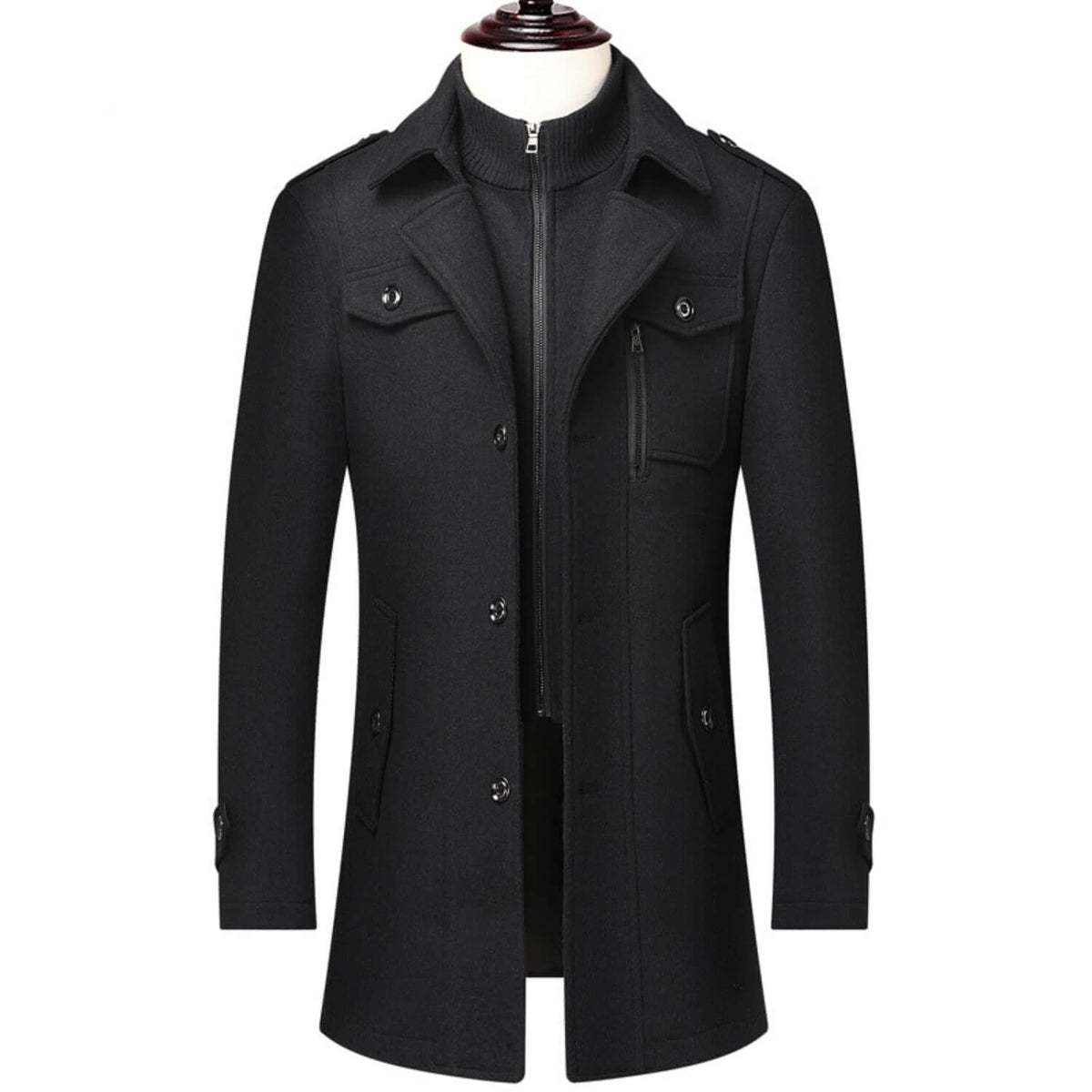 WoolGuard™ Winterjas | Wolmix, dubbele kraag & Britse erfgoedstijl