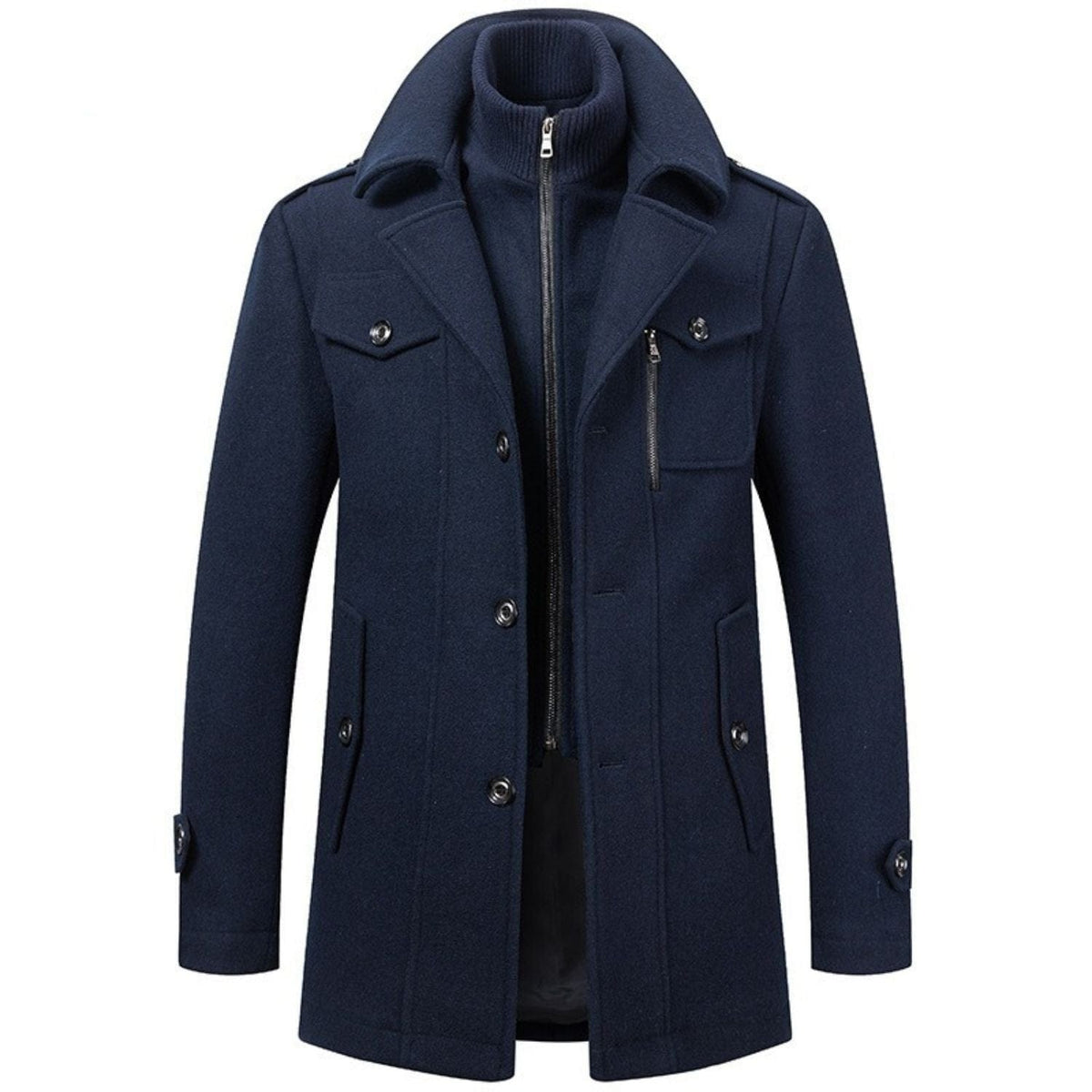 WoolGuard™ Winterjas | Wolmix, dubbele kraag & Britse erfgoedstijl