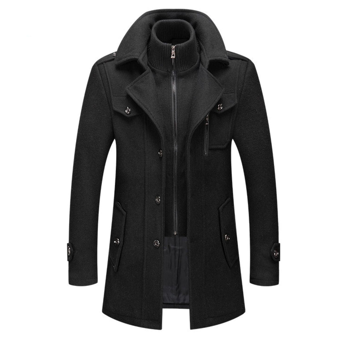 WoolGuard™ Winterjas | Wolmix, dubbele kraag & Britse erfgoedstijl