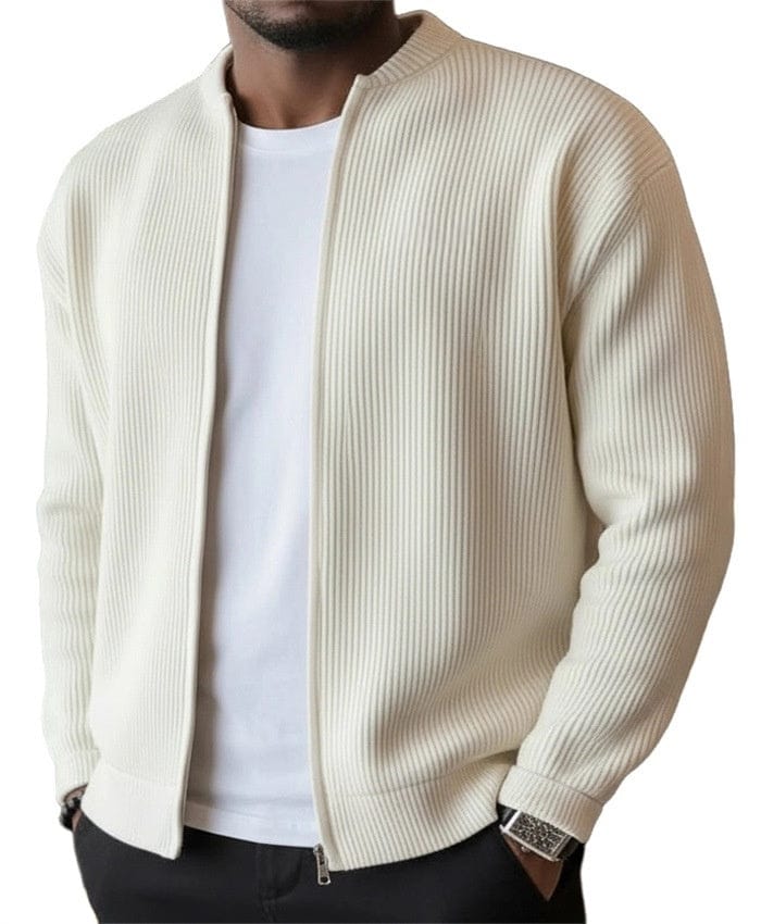 DONACCI Ribbed Zip Cardigan