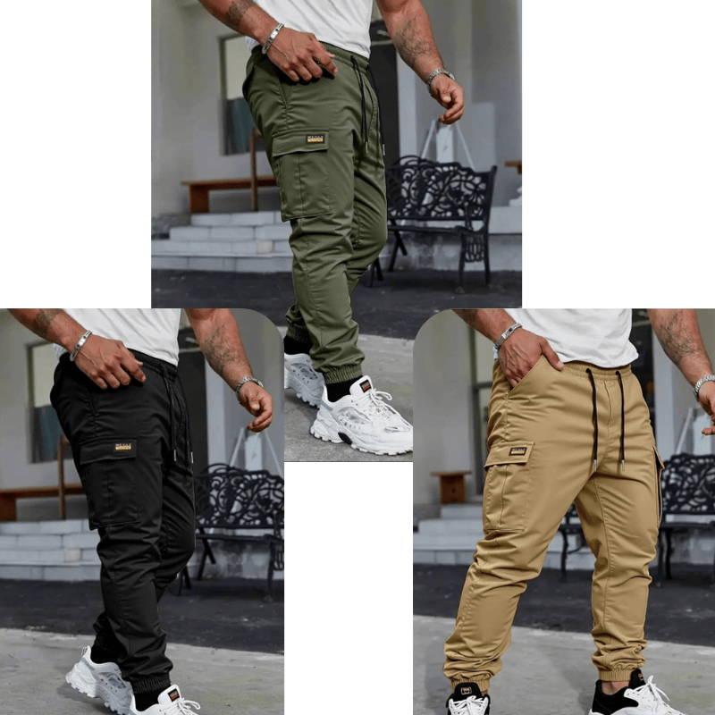 Casual cargo pants for men with drawstring