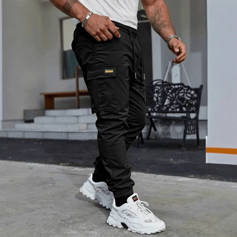 Casual cargo pants for men with drawstring