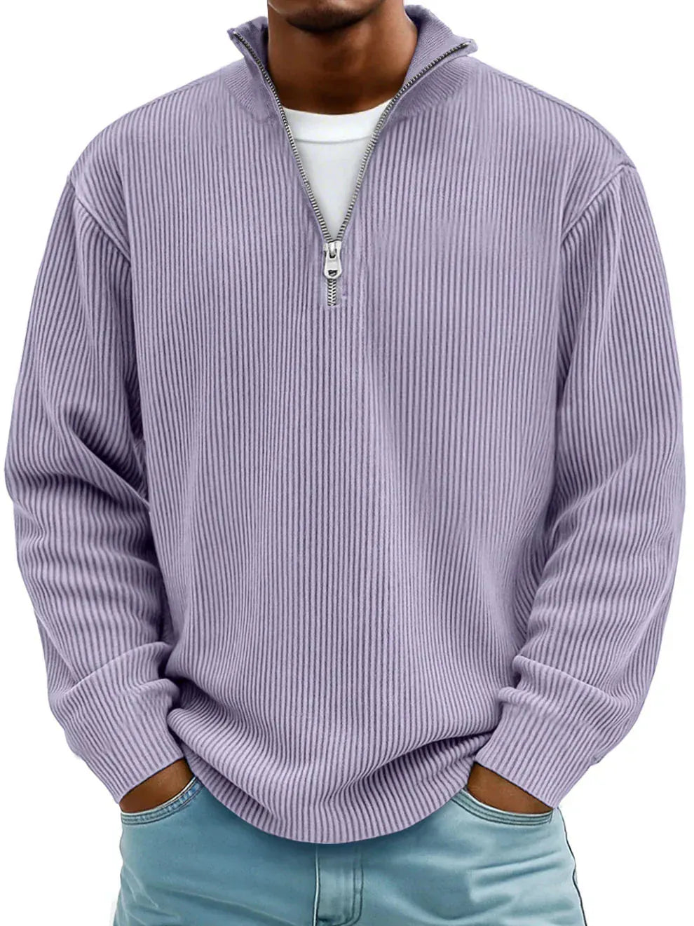 DELACROIX | Marc Ribbed Zip-Neck Sweater