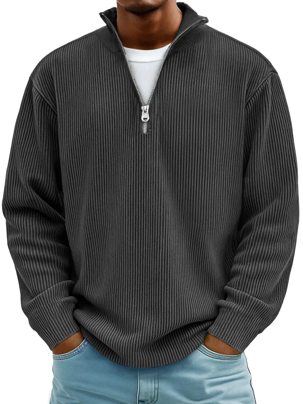 DELACROIX | Marc Ribbed Zip-Neck Sweater