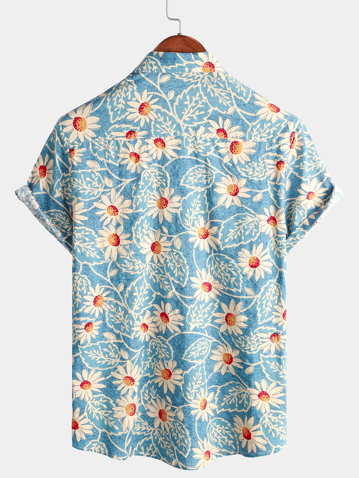 Men's retro cotton Hawaiian floral shirt