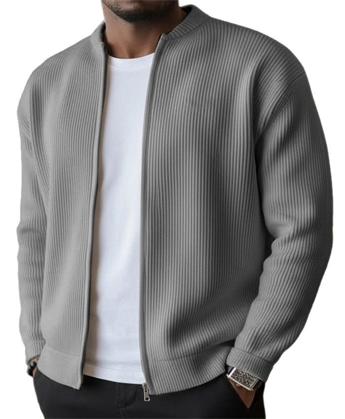 DONACCI Ribbed Zip Cardigan
