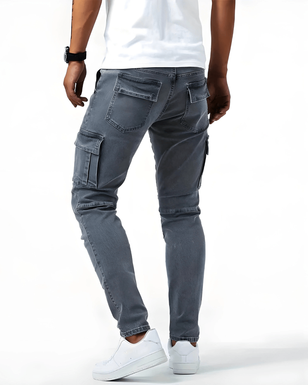 Navy Stretch Cargo Trousers