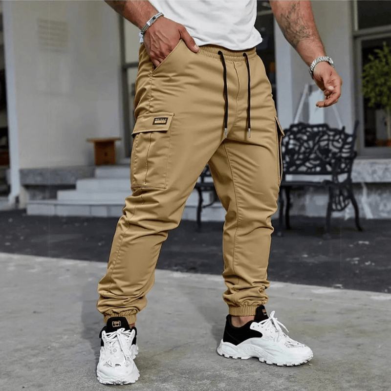 Casual cargo pants for men with drawstring