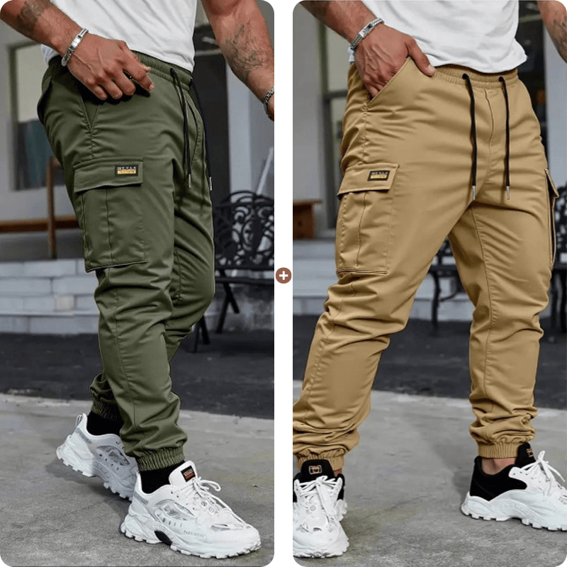 Casual cargo pants for men with drawstring
