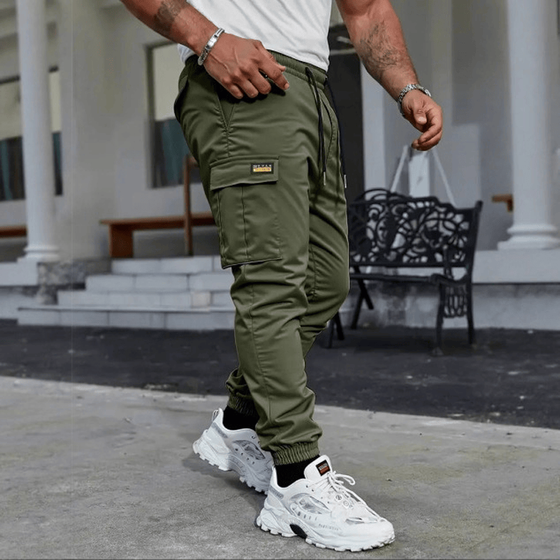 Casual cargo pants for men with drawstring