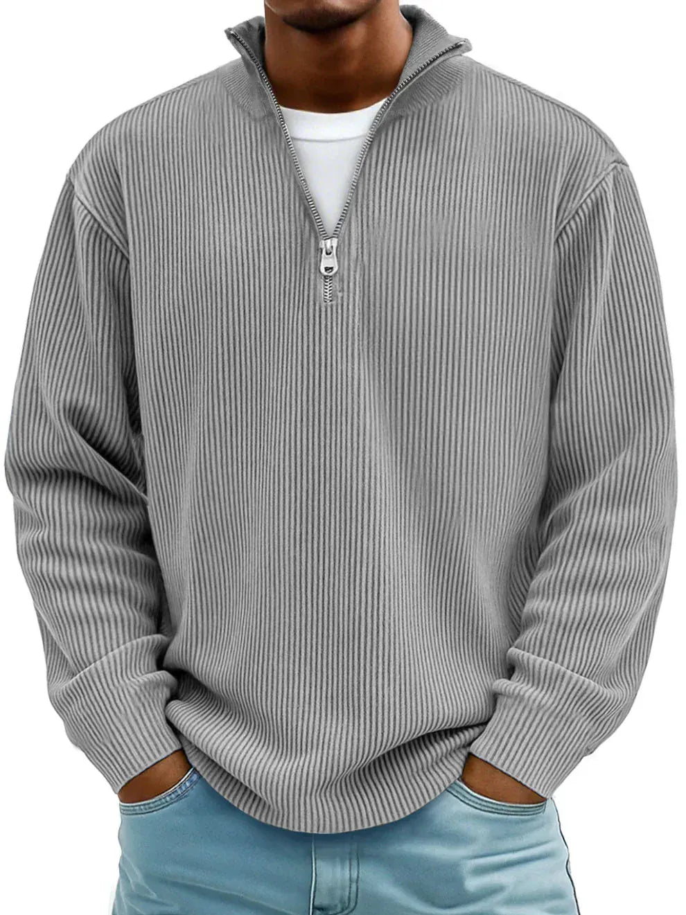DELACROIX | Marc Ribbed Zip-Neck Sweater