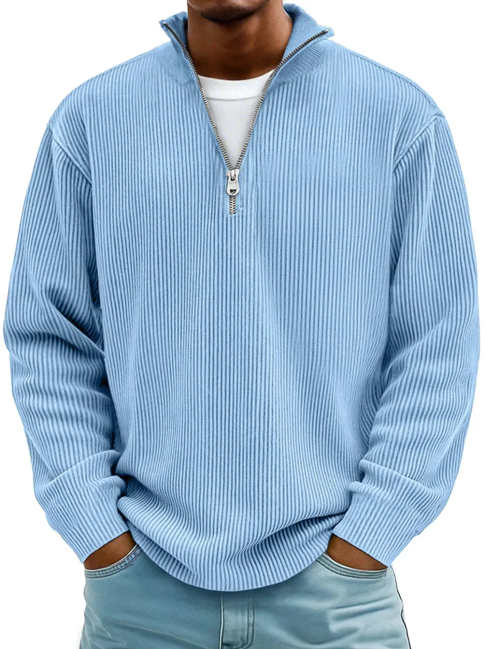 DELACROIX | Marc Ribbed Zip-Neck Sweater
