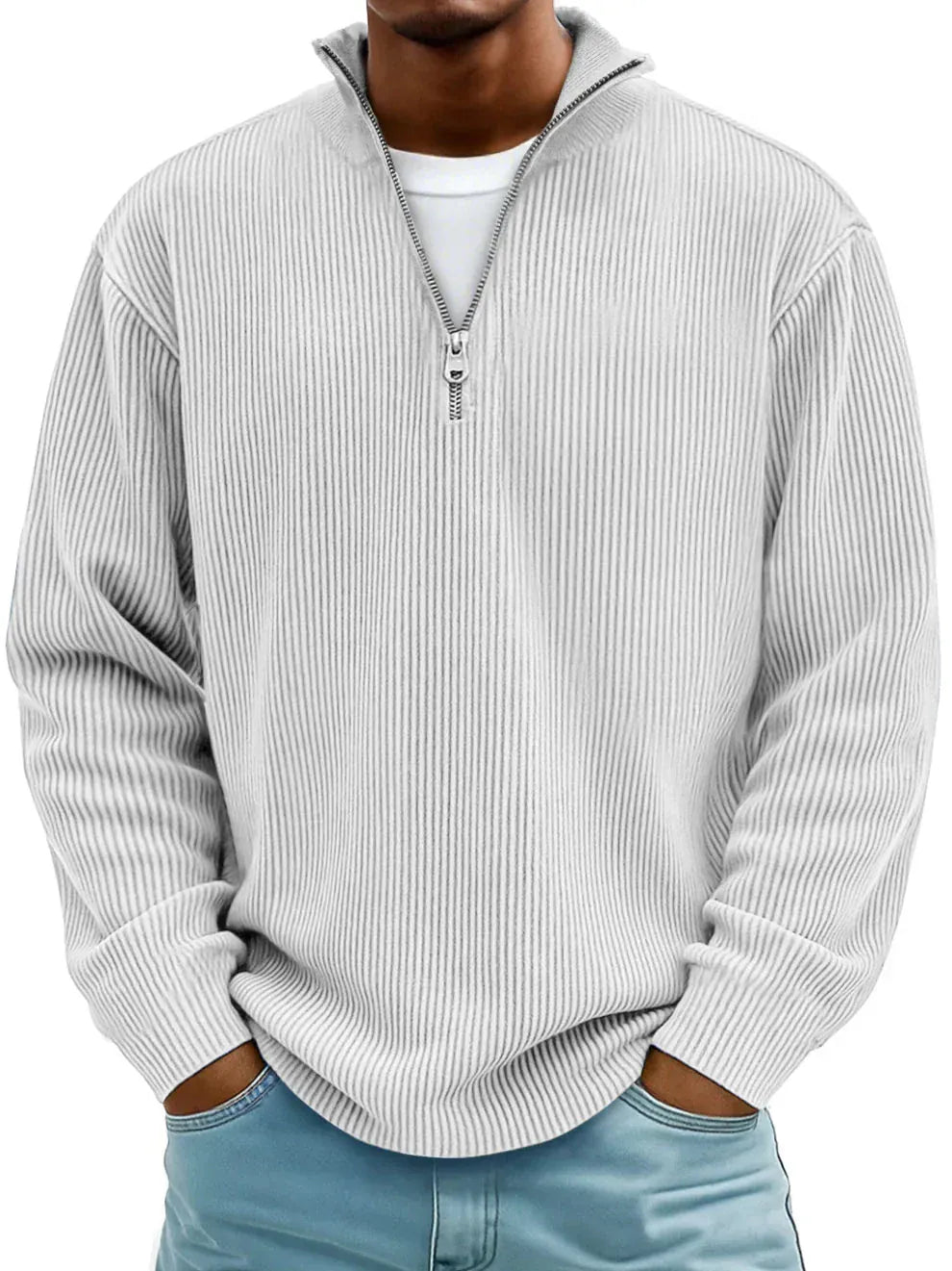 DELACROIX | Marc Ribbed Zip-Neck Sweater