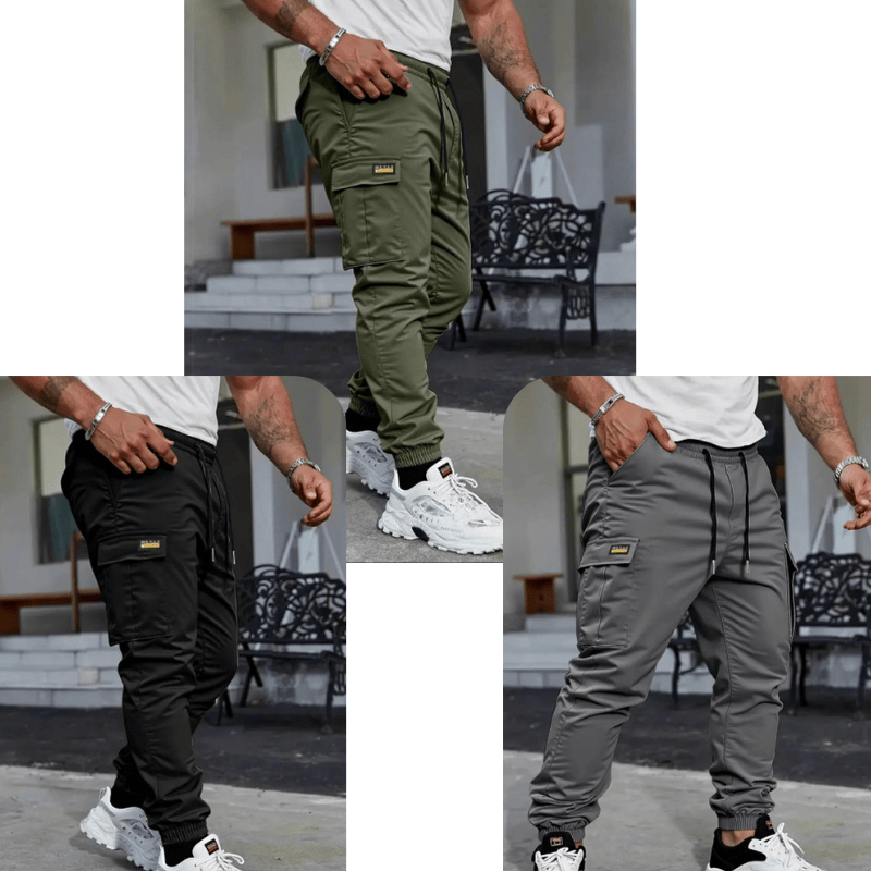 Casual cargo pants for men with drawstring