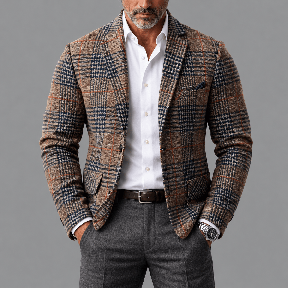DONACCI Houndstooth Wool Blazer