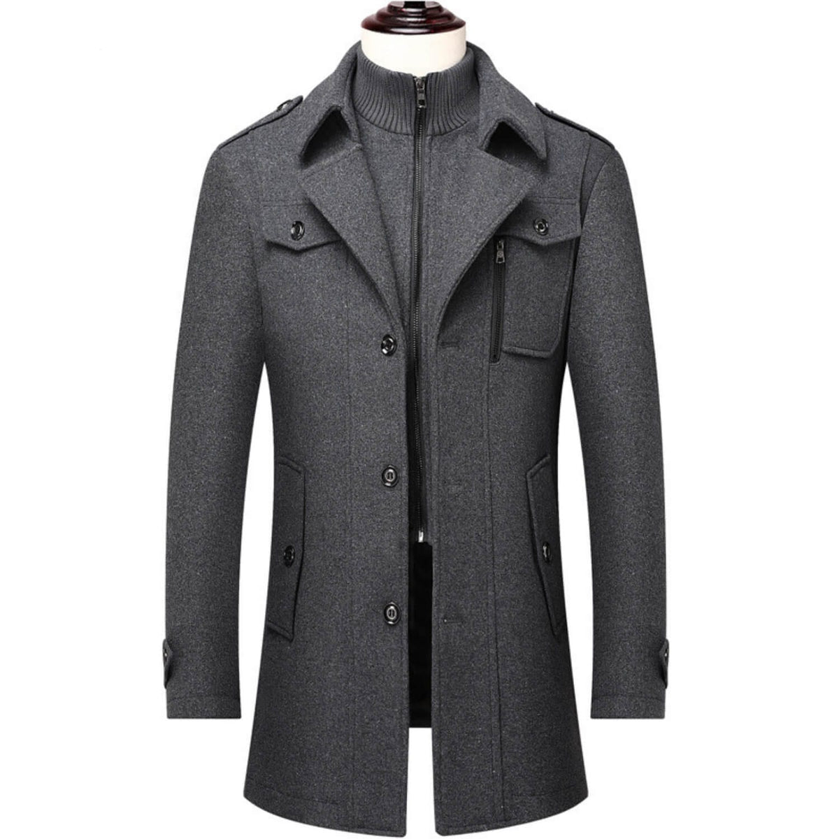 WoolGuard™ Winterjas | Wolmix, dubbele kraag & Britse erfgoedstijl