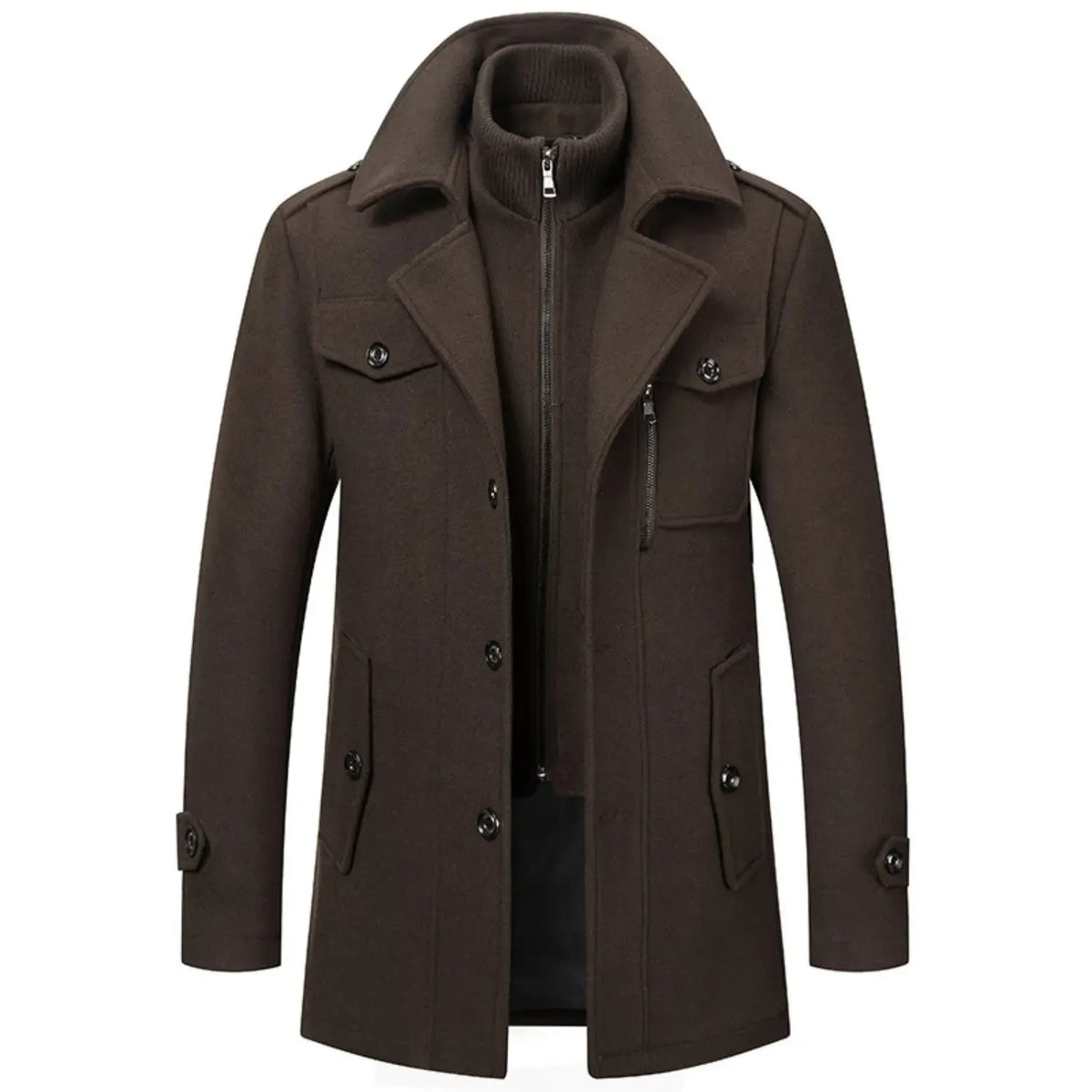 WoolGuard™ Winterjas | Wolmix, dubbele kraag & Britse erfgoedstijl
