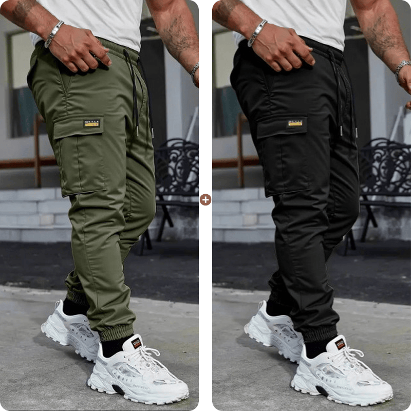 Casual cargo pants for men with drawstring