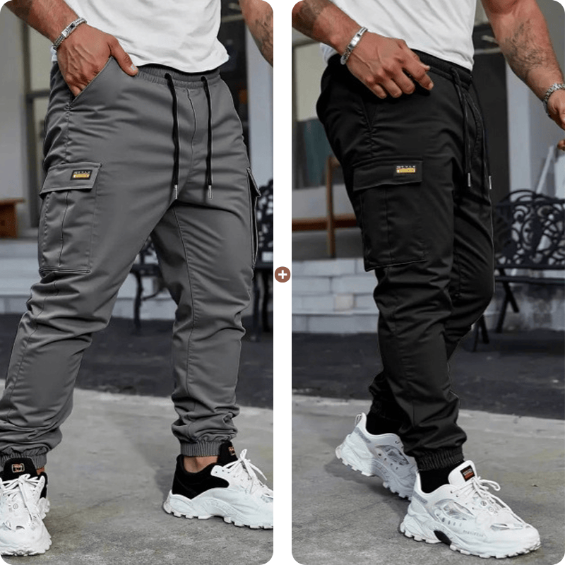 Casual cargo pants for men with drawstring