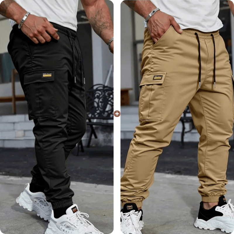 Casual cargo pants for men with drawstring