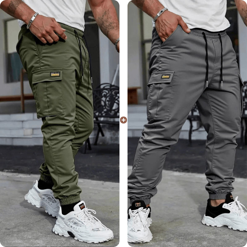 Casual cargo pants for men with drawstring