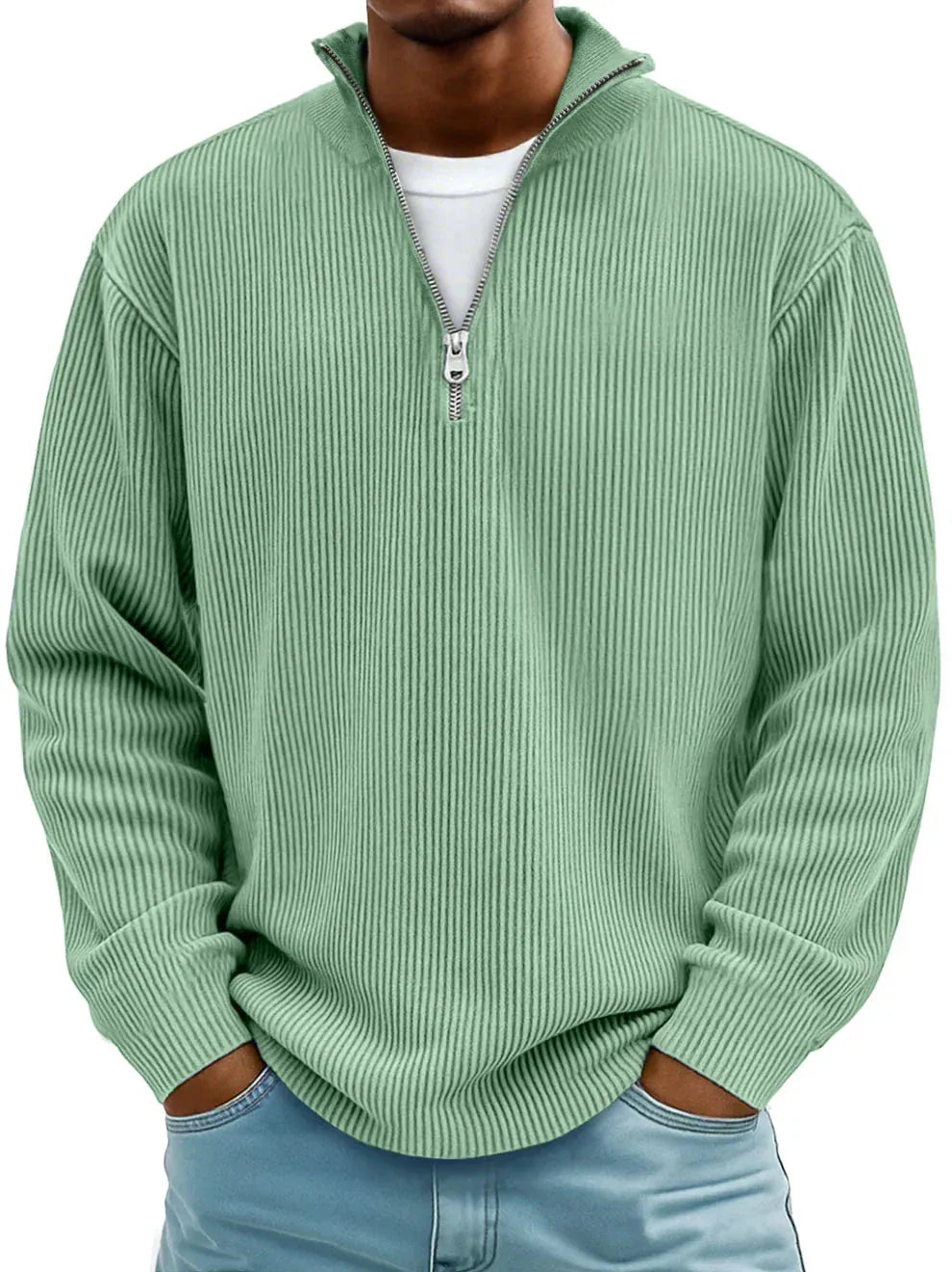 DELACROIX | Marc Ribbed Zip-Neck Sweater