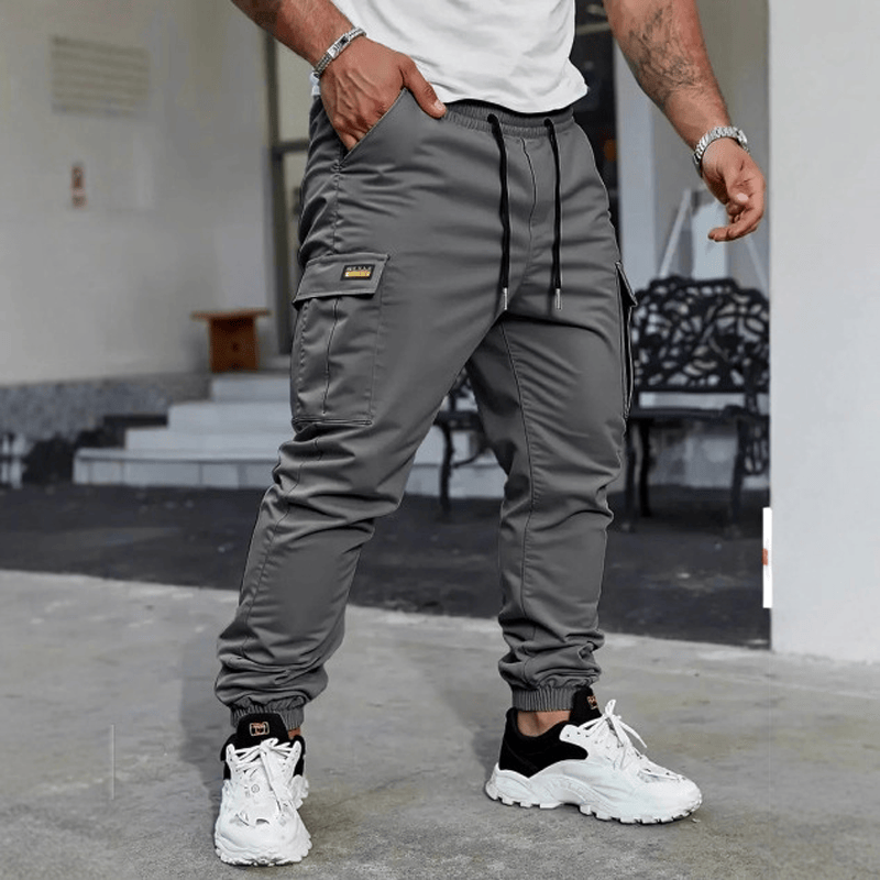 Casual cargo pants for men with drawstring